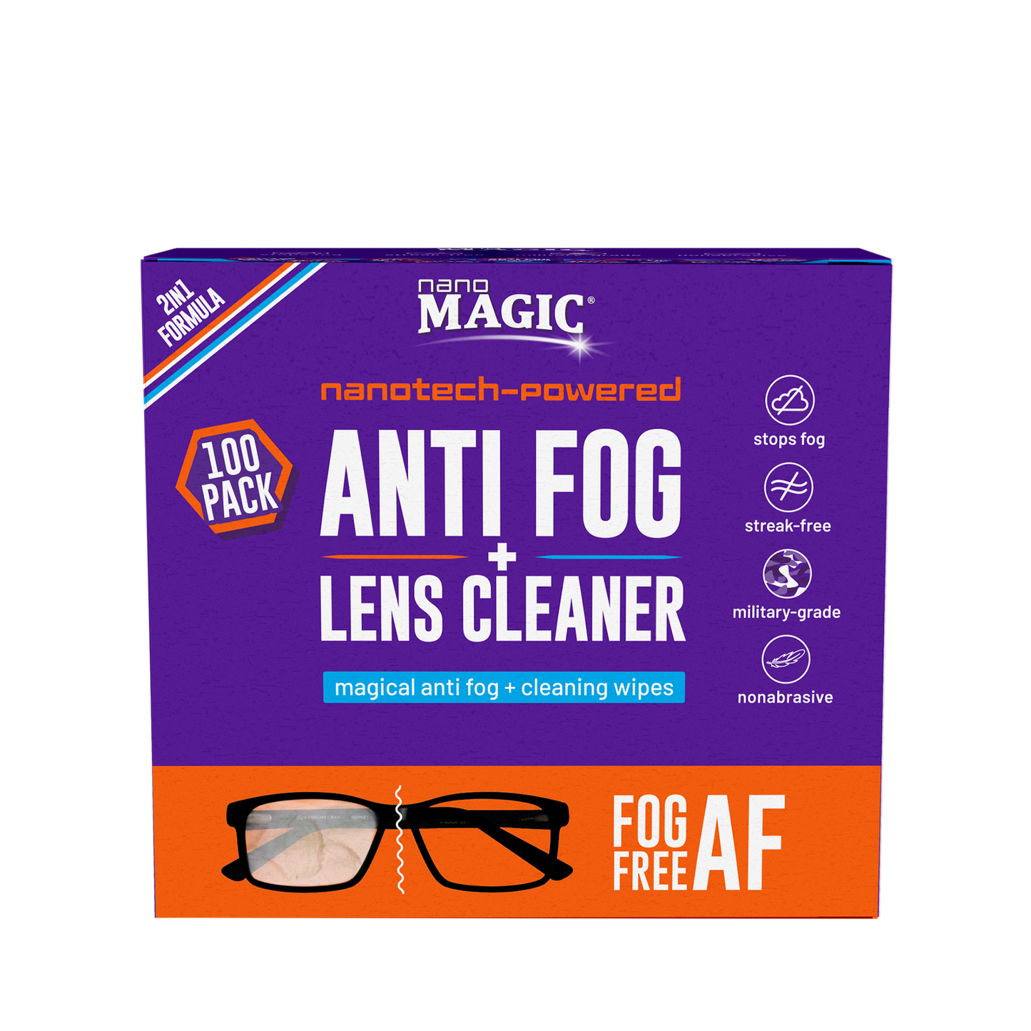 Anti Fog + Lens Cleaner 100pk Wipes [6ct/case]